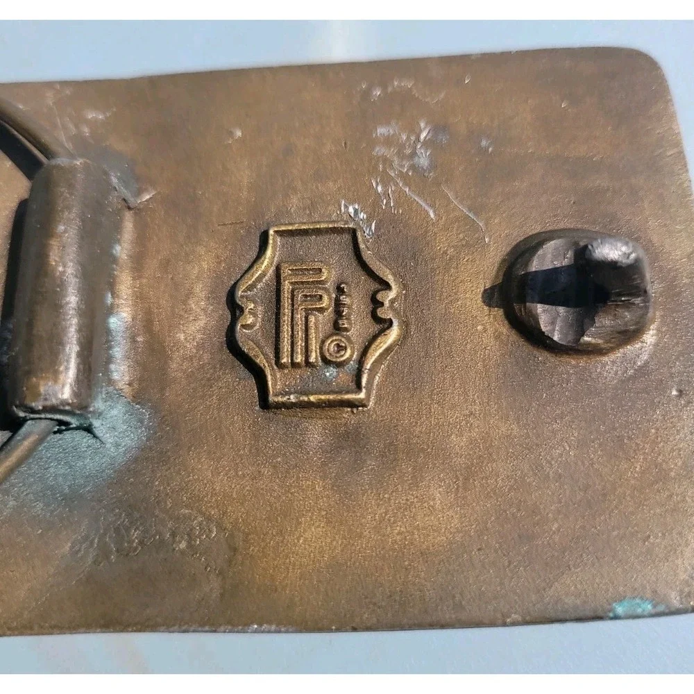 1975 Heavy Solid Brass Kenworth Belt Buckle 1/2 Pound. Nice Patina Rare